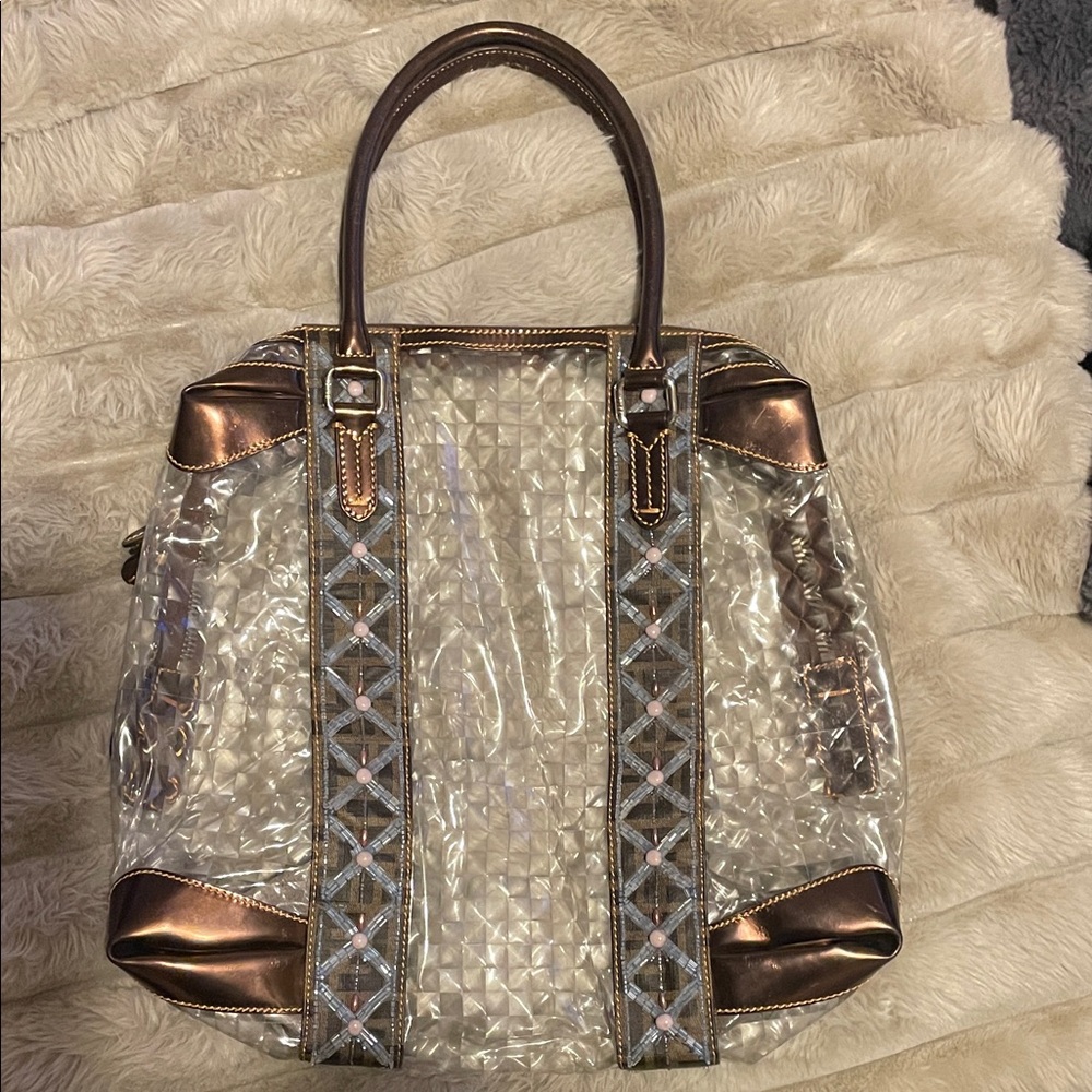 Clear Tote Bag with Rose Gold Trim - Women Bags